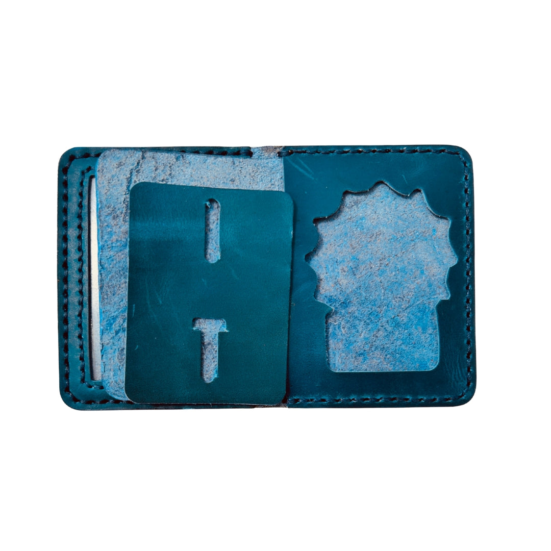 π Handmade Blue Detective Leather Wallet