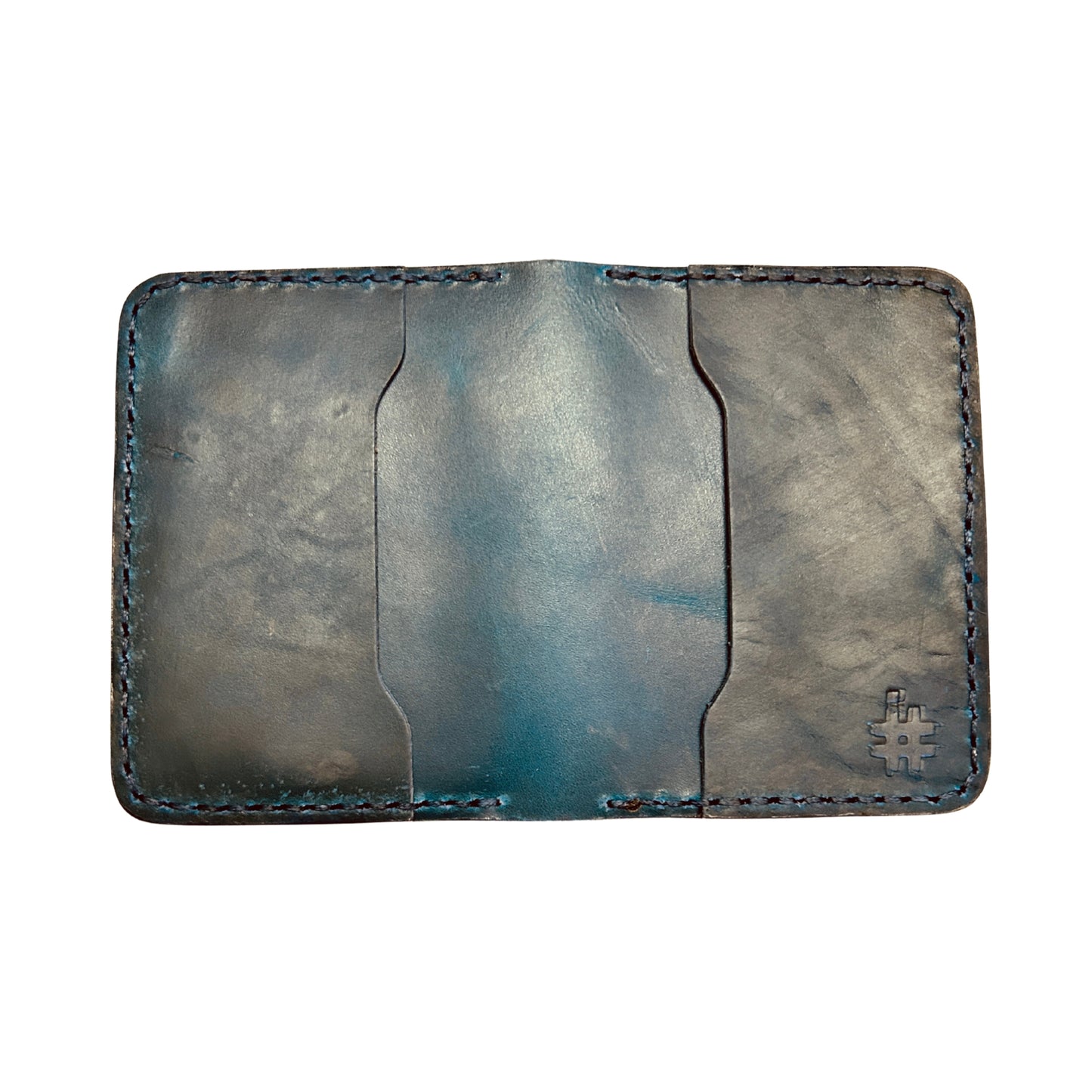 Handmade Blue Leather Card Wallet
