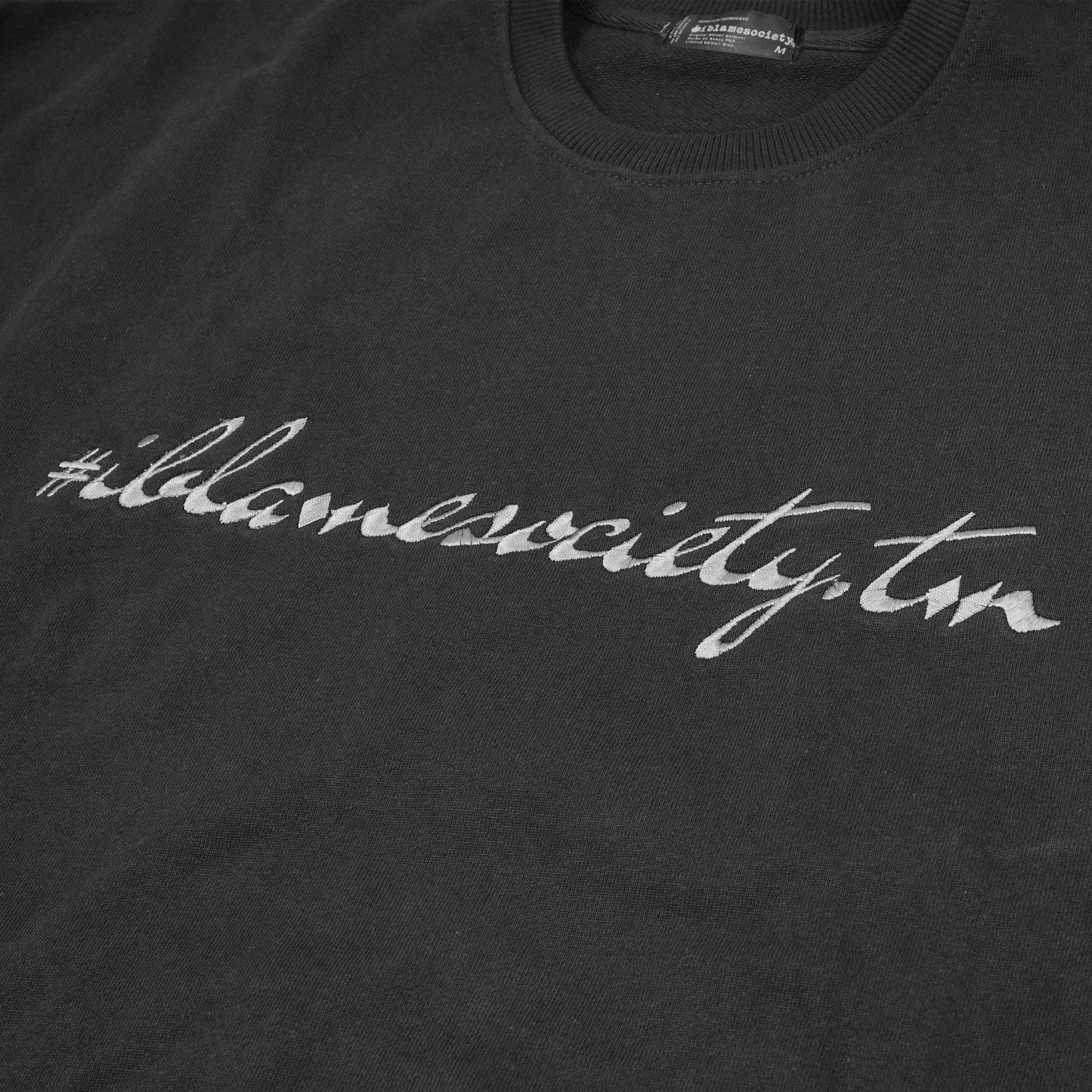 Signature Stealth Black Crewneck | Premium Embroidered Pullover