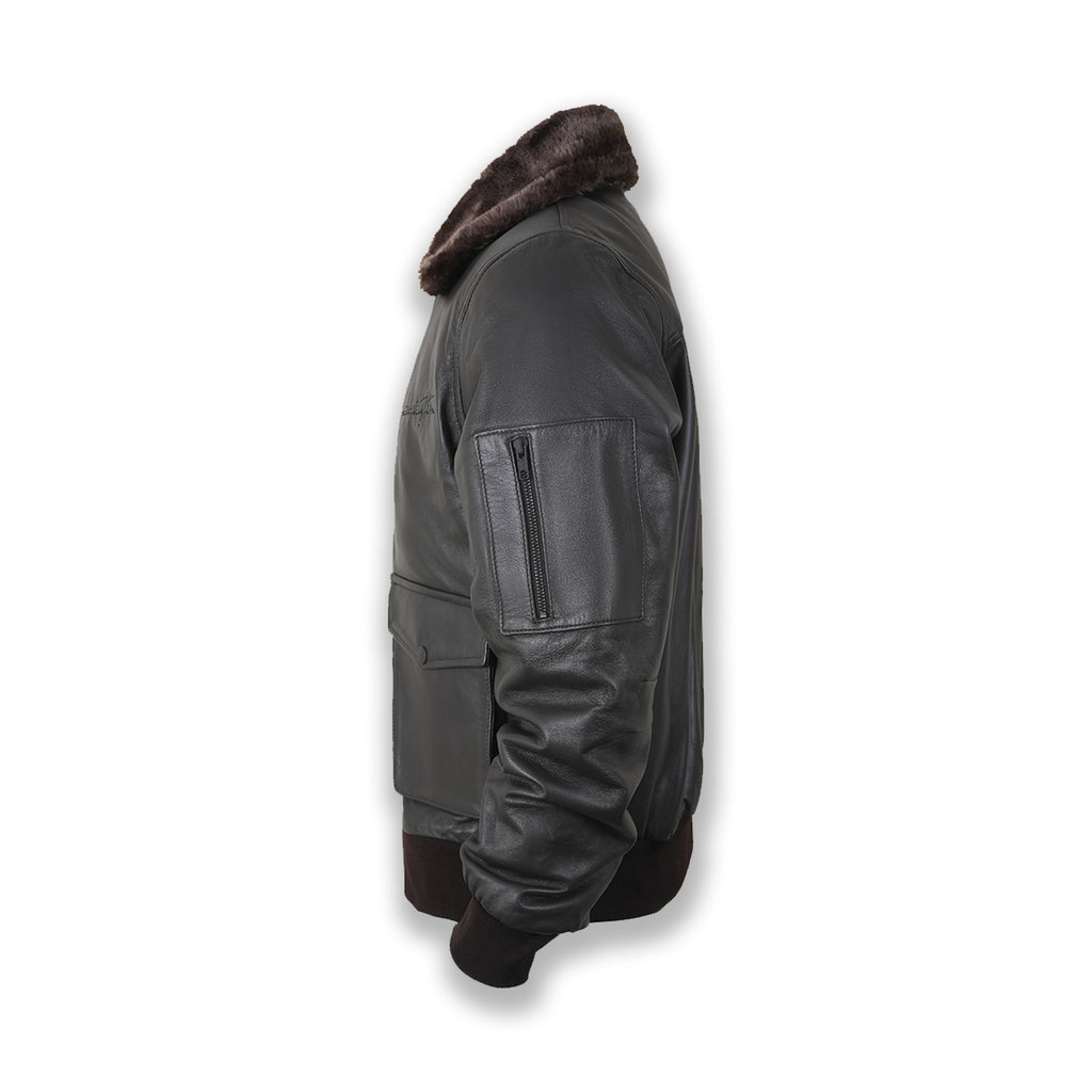 Aviator Sheepskin Leather Jacket– Removable Fur Collar