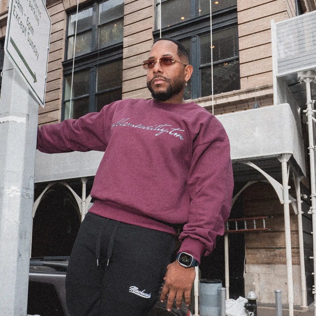 Society Signature Crewneck Sweater  Streetwear Pullover - Mauve Wine