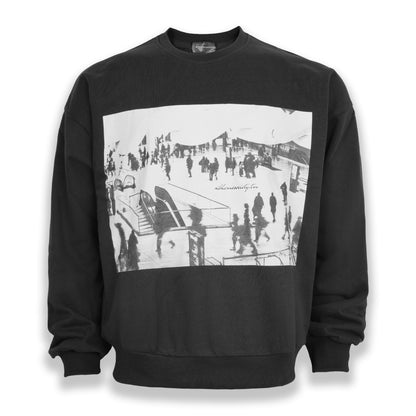 Stealth Black "Metropolitan Hustle" Crewneck | Dual-Pocket Cotton Pullover