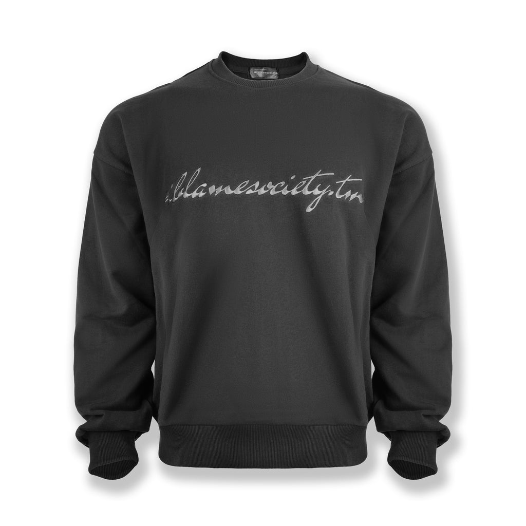 Society Signature Crewneck Sweater  Streetwear Pullover - Black