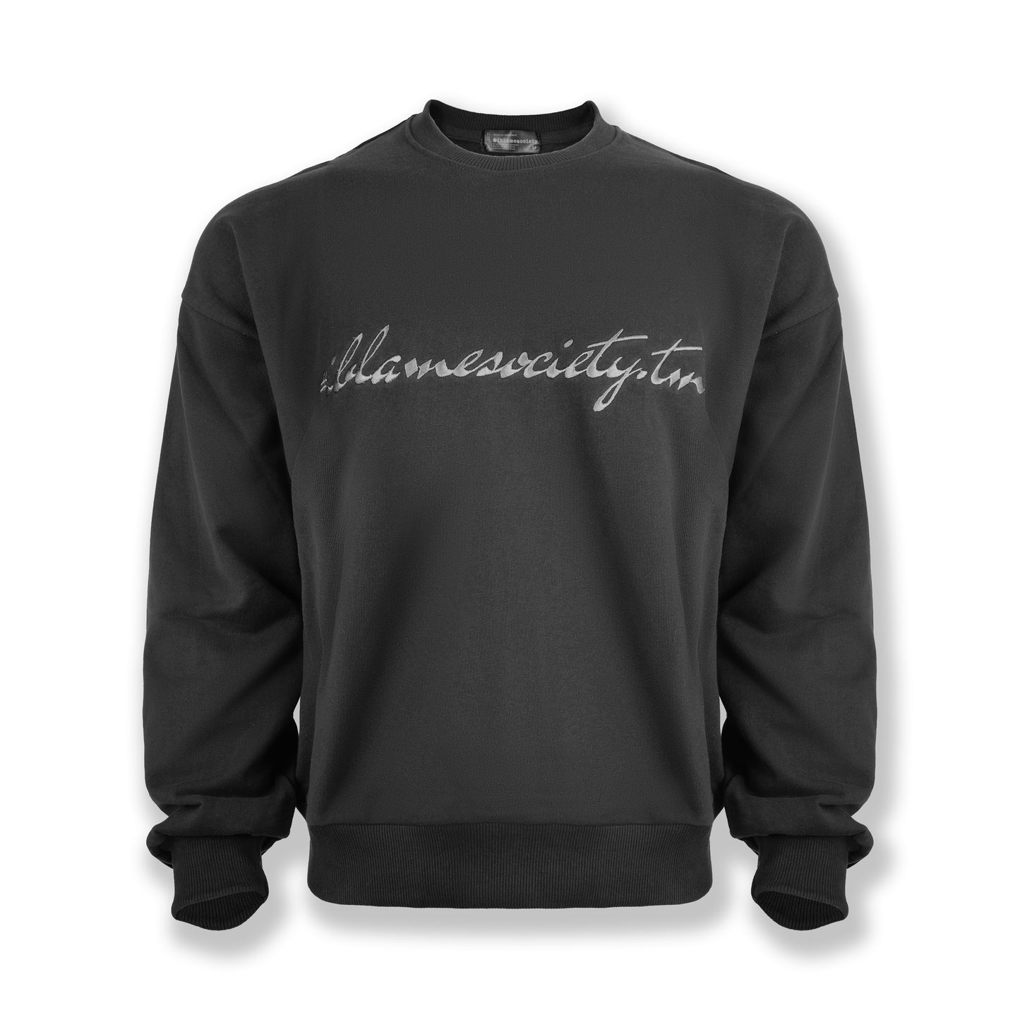 Signature Stealth Black Crewneck | Premium Embroidered Pullover