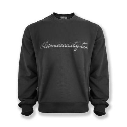 Signature Stealth Black Crewneck | Premium Embroidered Pullover