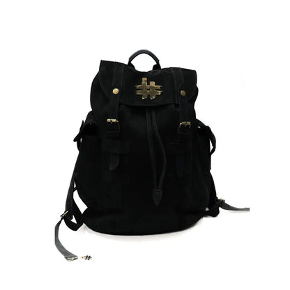 Urban Commuter Suede Leather Backpack - Deep Navy