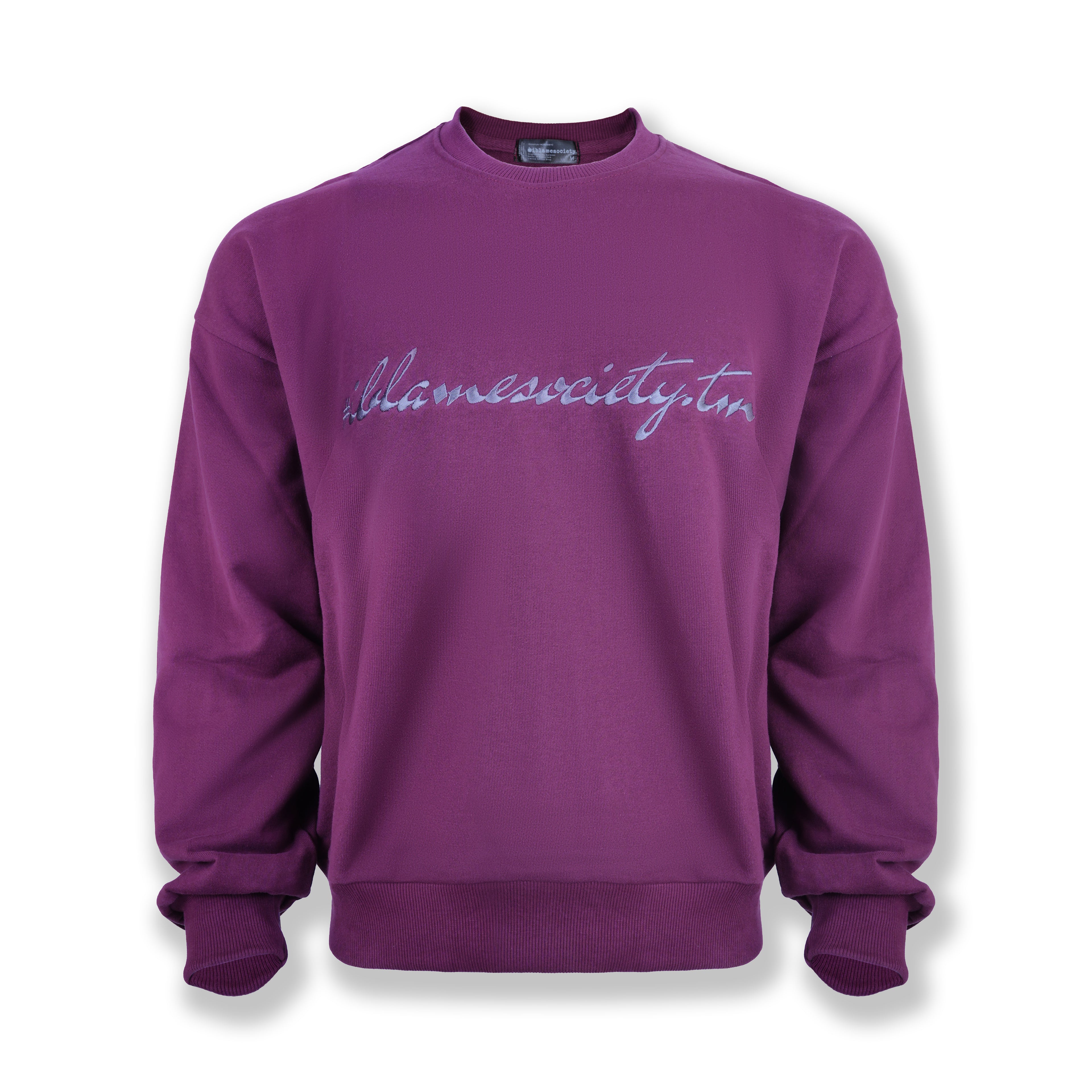 Society Signature Crewneck Sweater  Streetwear Pullover - Mauve Wine
