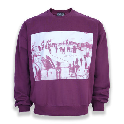 Burgundy "Metropolitan Hustle" Crewneck | Premium Cotton Pullover