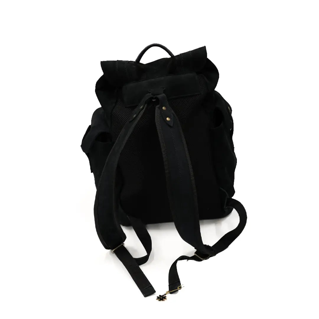 Urban Commuter Suede Leather Backpack - Deep Navy