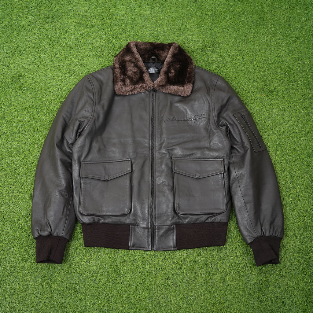 Aviator Sheepskin Leather Jacket– Removable Fur Collar