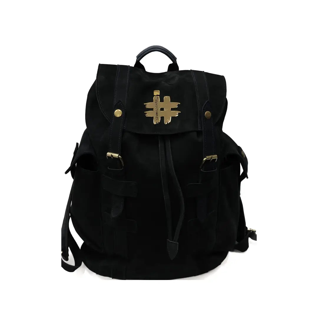 Urban Commuter Suede Leather Backpack - Deep Navy
