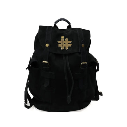 Urban Commuter Suede Leather Backpack - Deep Navy