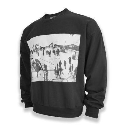 Stealth Black "Metropolitan Hustle" Crewneck | Dual-Pocket Cotton Pullover