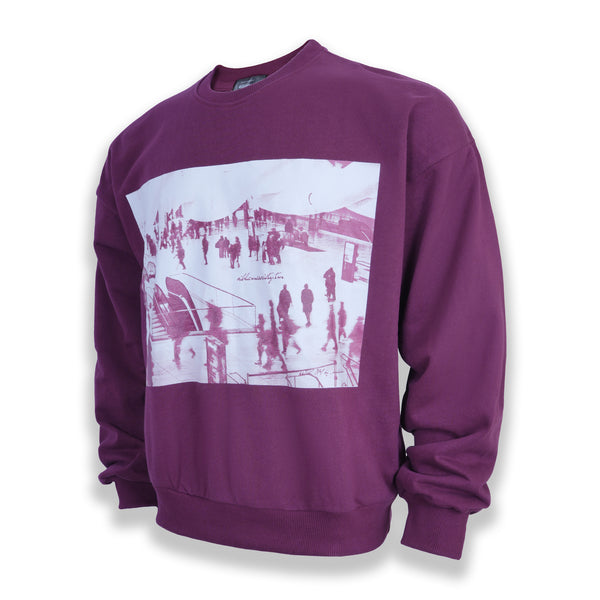 The Hustling New York Crewneck Sweater Streetwear - Mauve Wine