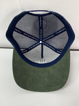 Navy and Olive Suede Trucker Hat