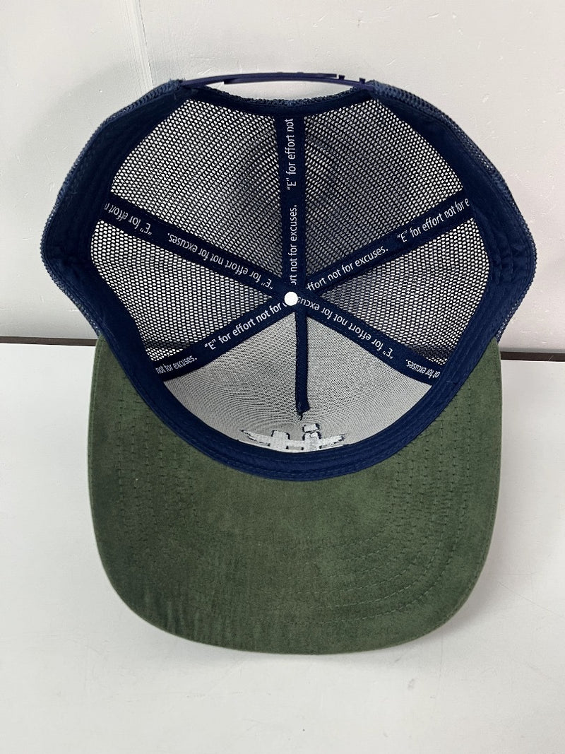 Navy and Olive Suede Trucker Hat