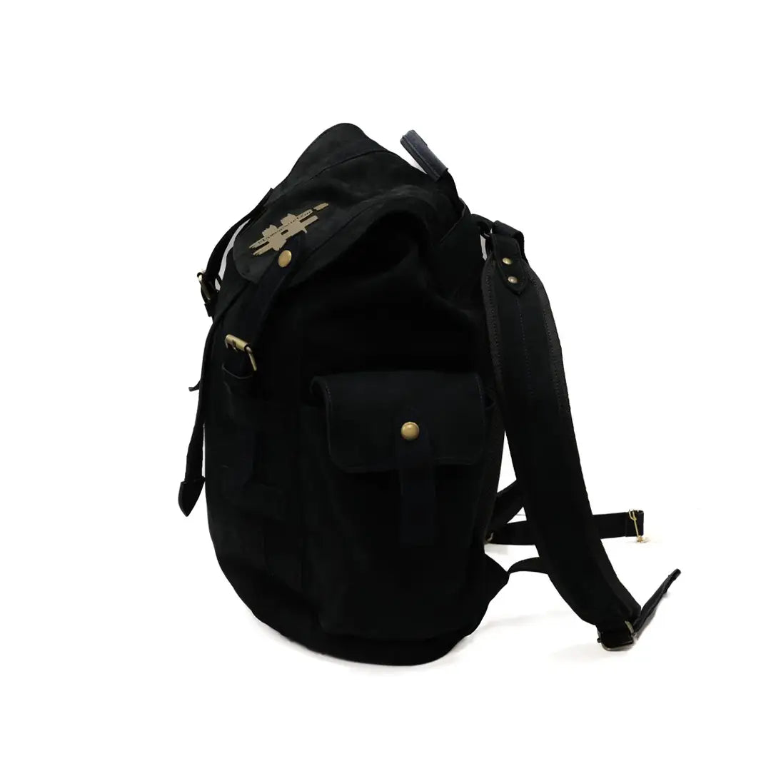 Urban Commuter Suede Leather Backpack - Deep Navy