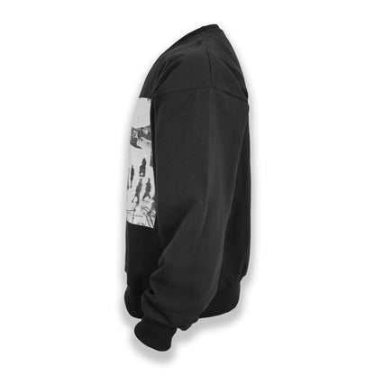Stealth Black "Metropolitan Hustle" Crewneck | Dual-Pocket Cotton Pullover