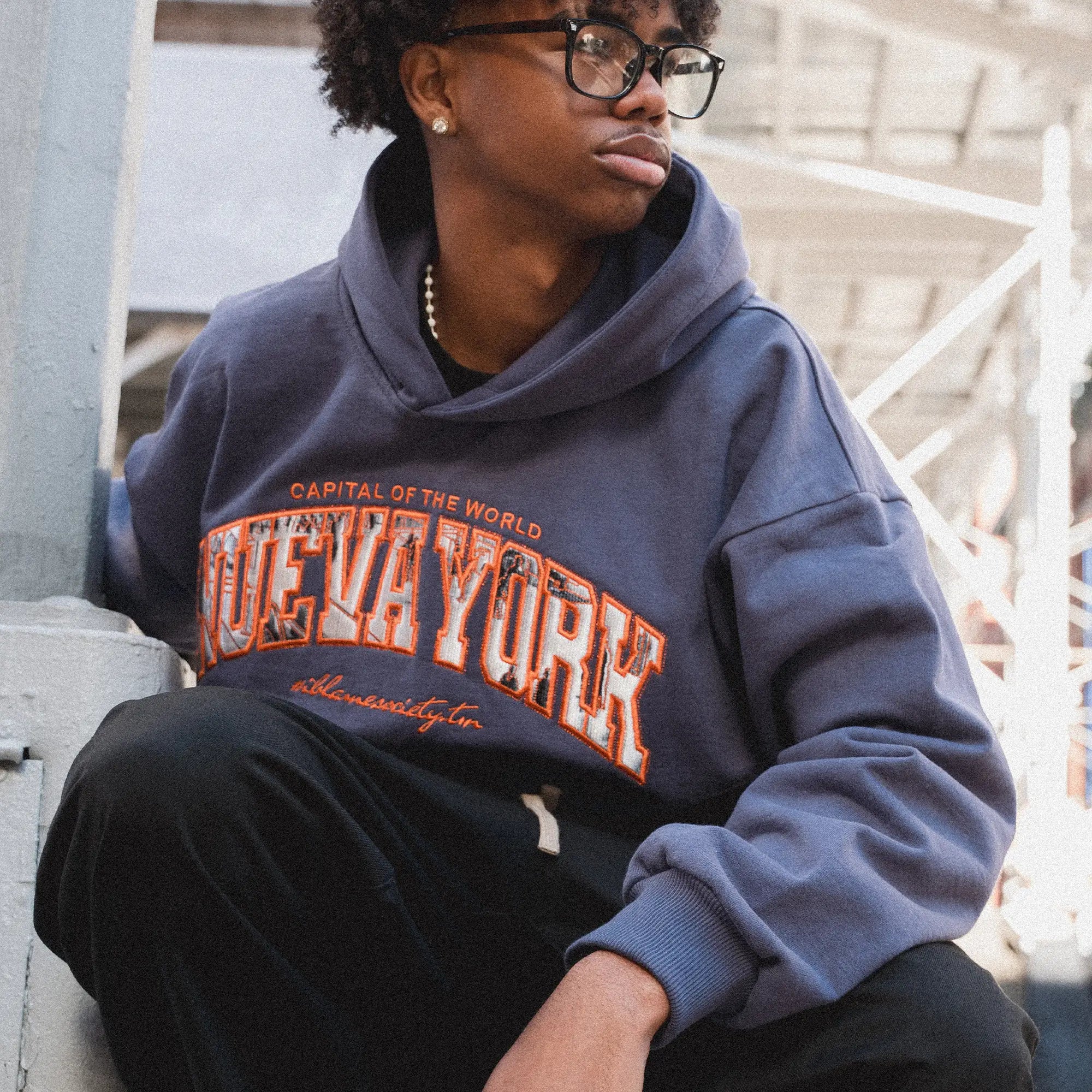 i-blamesocietytm Crown Blue Hoodie – Nueva York Embroidery