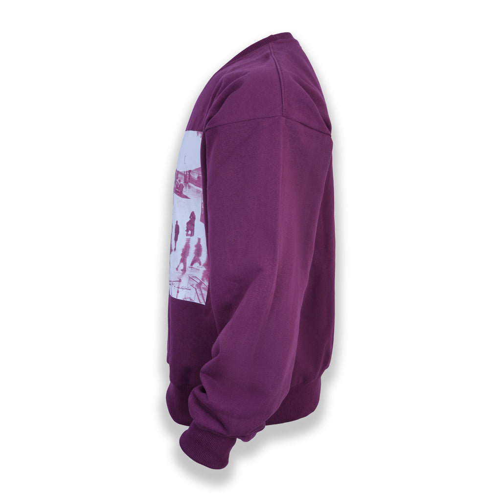 The Hustling New York Crewneck Sweater Streetwear - Mauve Wine