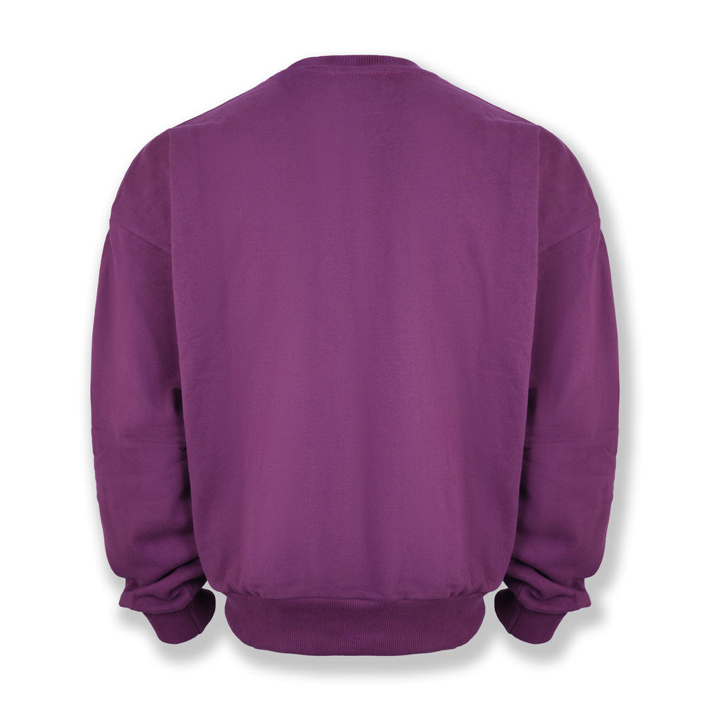 Society Signature Crewneck Sweater  Streetwear Pullover - Mauve Wine