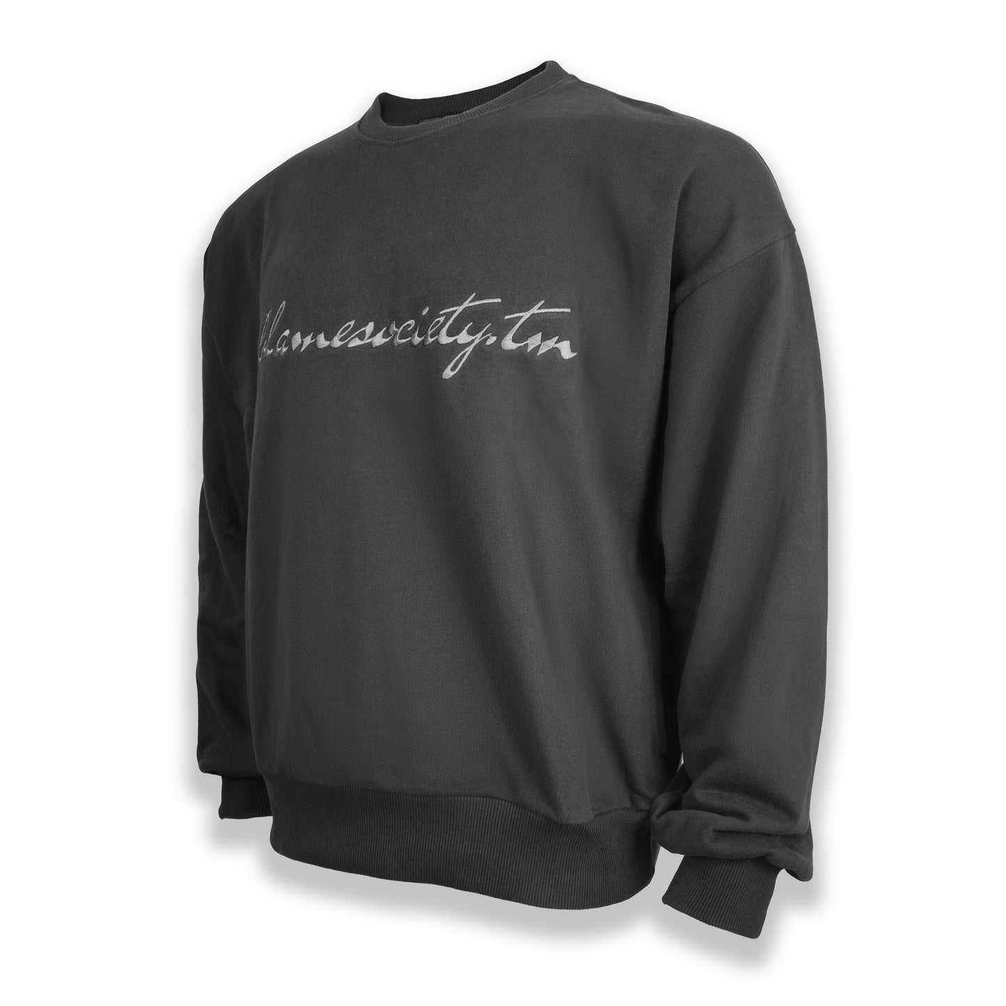 Signature Stealth Black Crewneck | Premium Embroidered Pullover