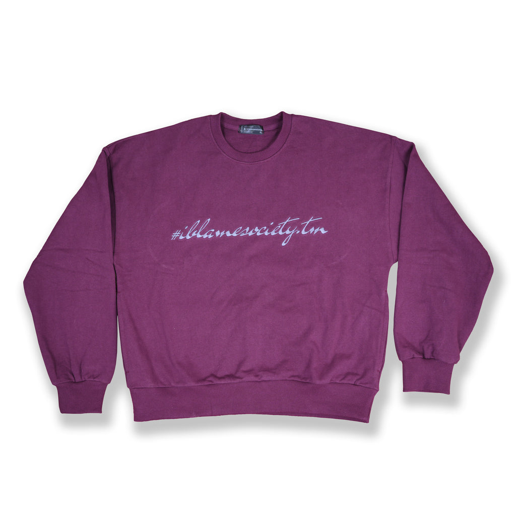Society Signature Crewneck Sweater  Streetwear Pullover - Mauve Wine