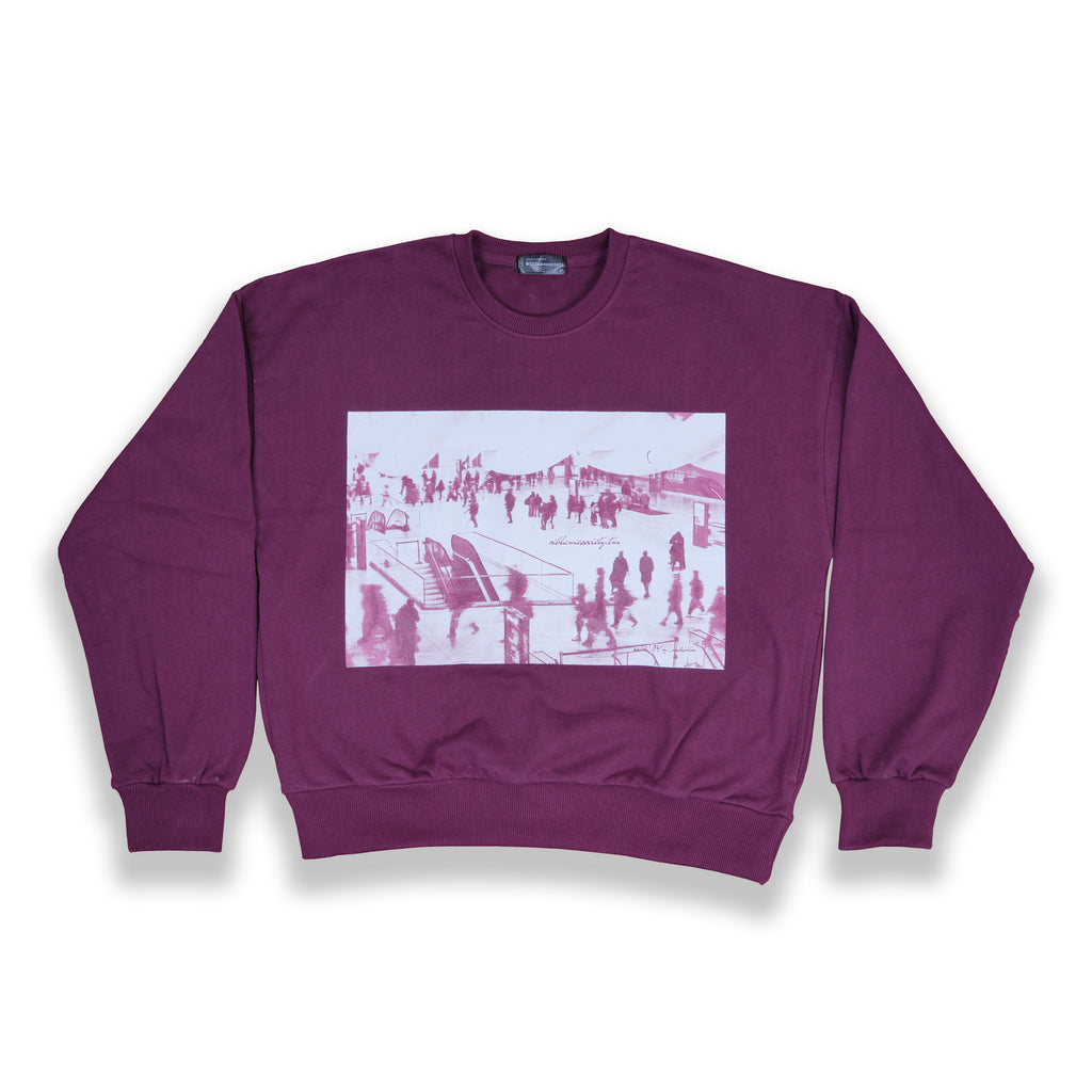The Hustling New York Crewneck Sweater Streetwear - Mauve Wine