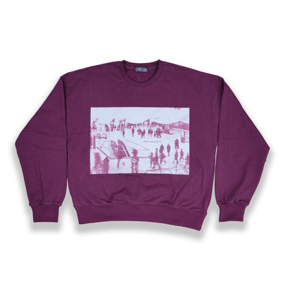 Burgundy "Metropolitan Hustle" Crewneck | Premium Cotton Pullover