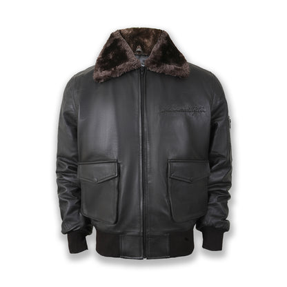 Aviator Sheepskin Leather Jacket– Removable Fur Collar