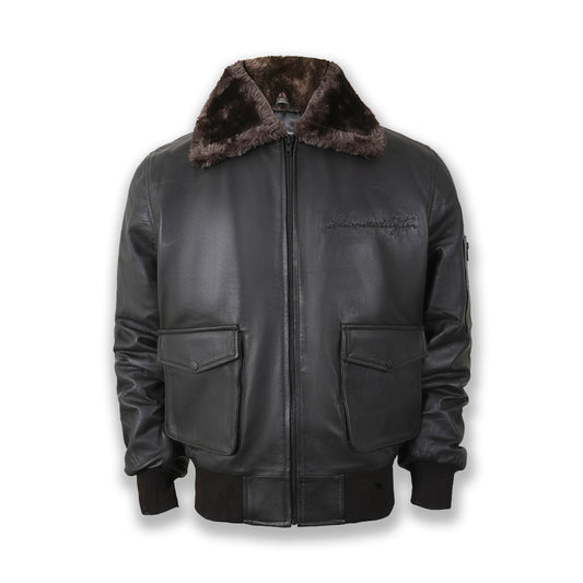 Aviator Sheepskin Leather Jacket– Removable Fur Collar