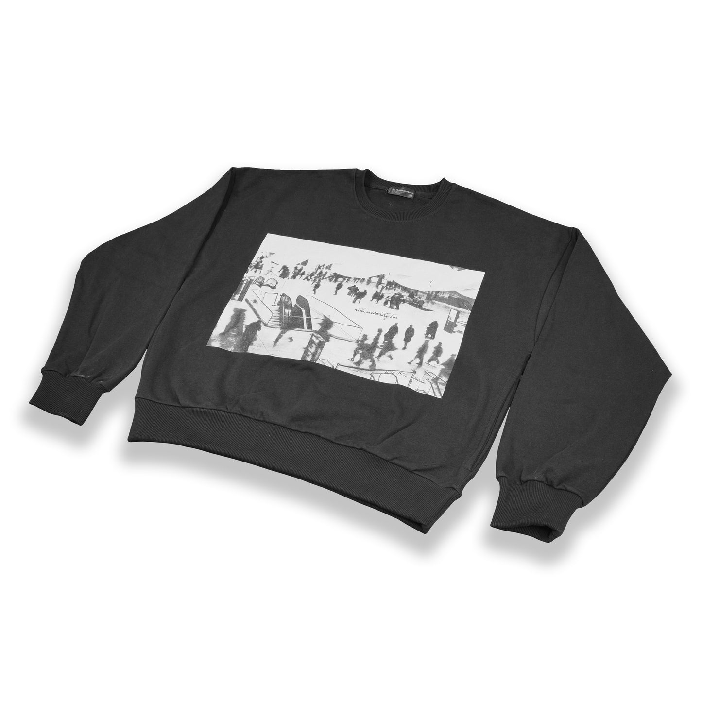 Stealth Black "Metropolitan Hustle" Crewneck | Dual-Pocket Cotton Pullover