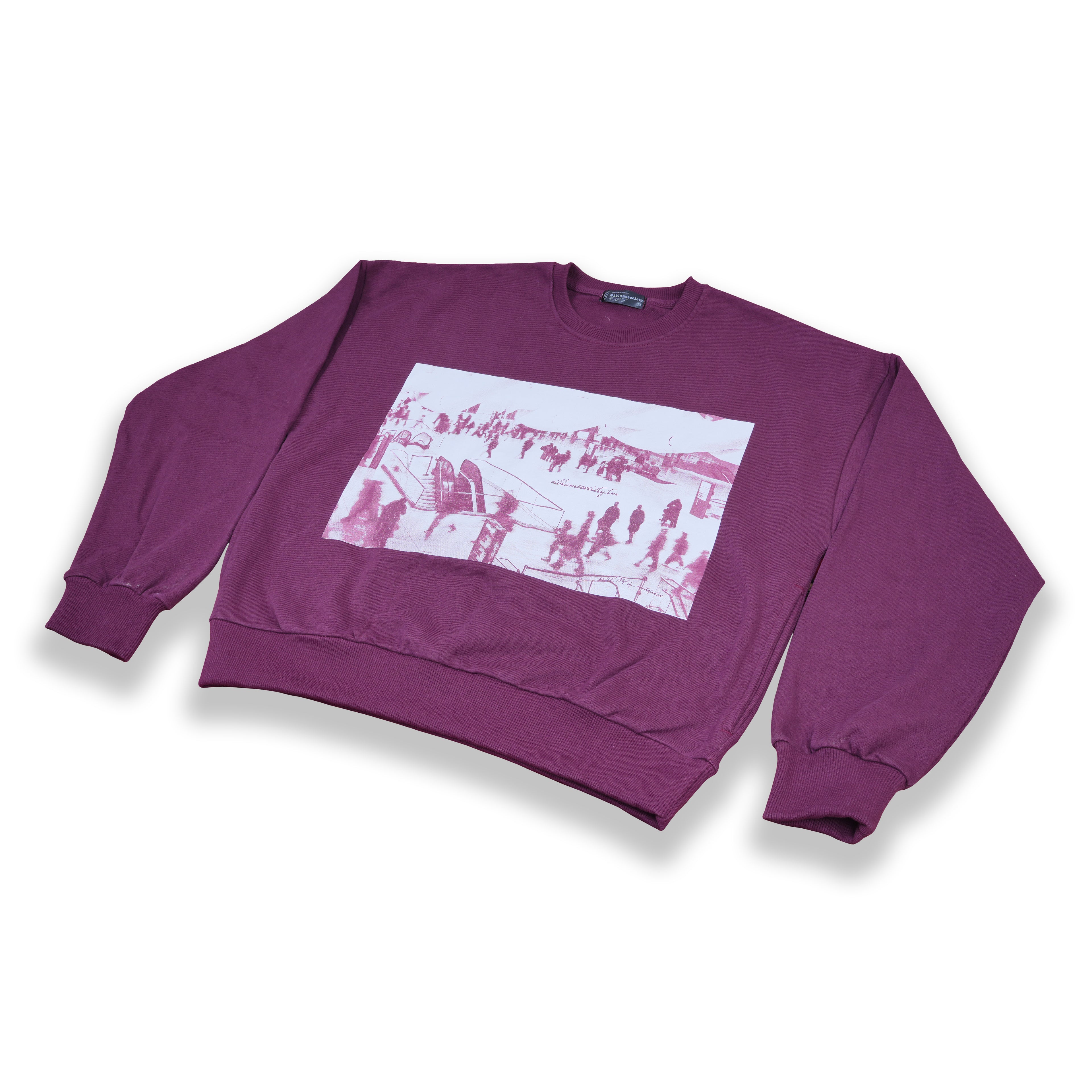 The Hustling New York Crewneck Sweater Streetwear - Mauve Wine
