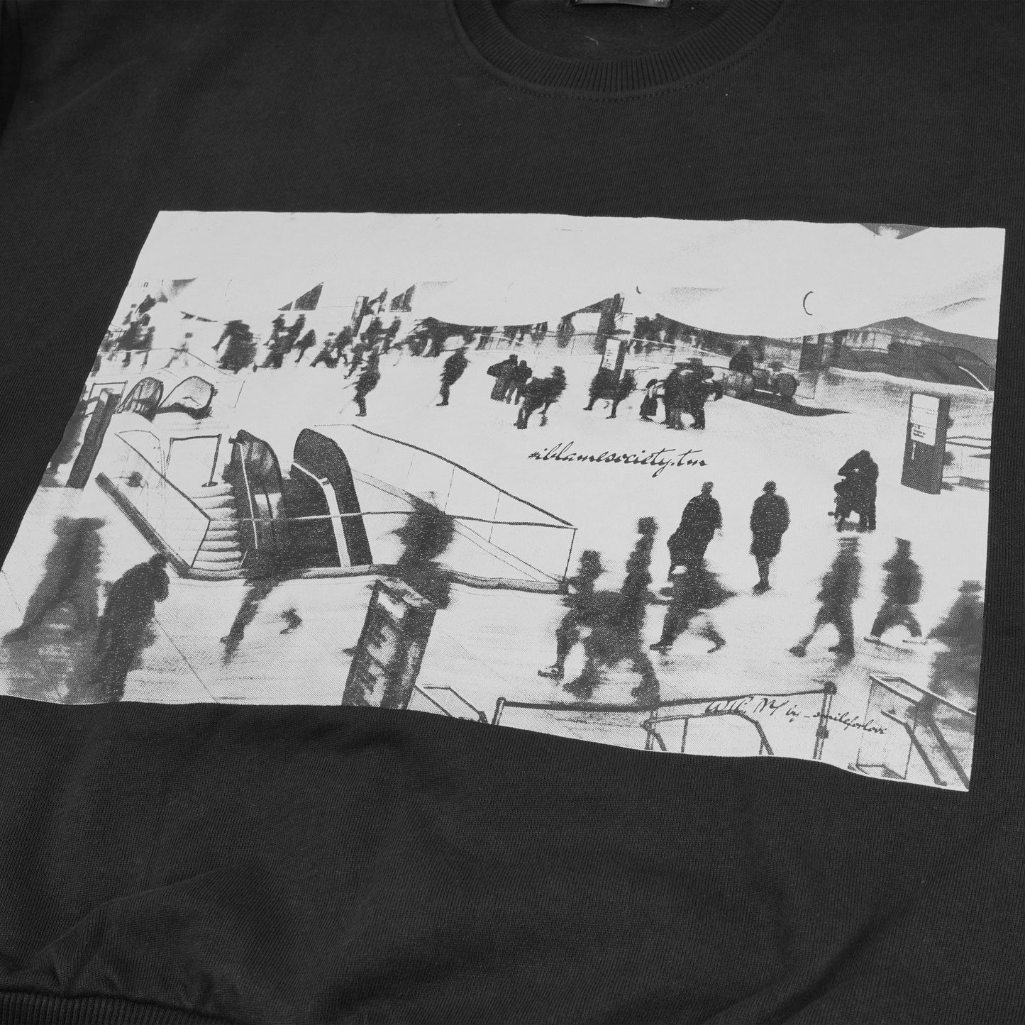 Stealth Black "Metropolitan Hustle" Crewneck | Dual-Pocket Cotton Pullover