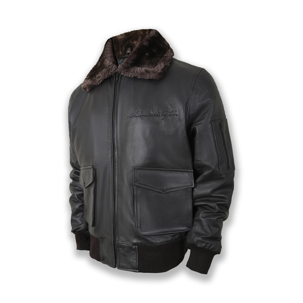 Aviator Sheepskin Leather Jacket– Removable Fur Collar