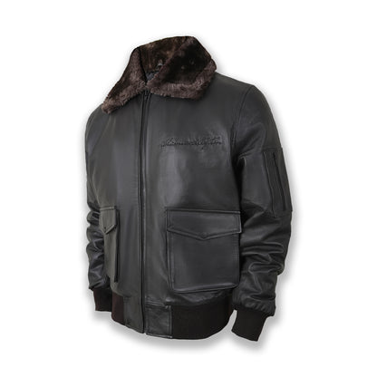 Aviator Sheepskin Leather Jacket– Removable Fur Collar