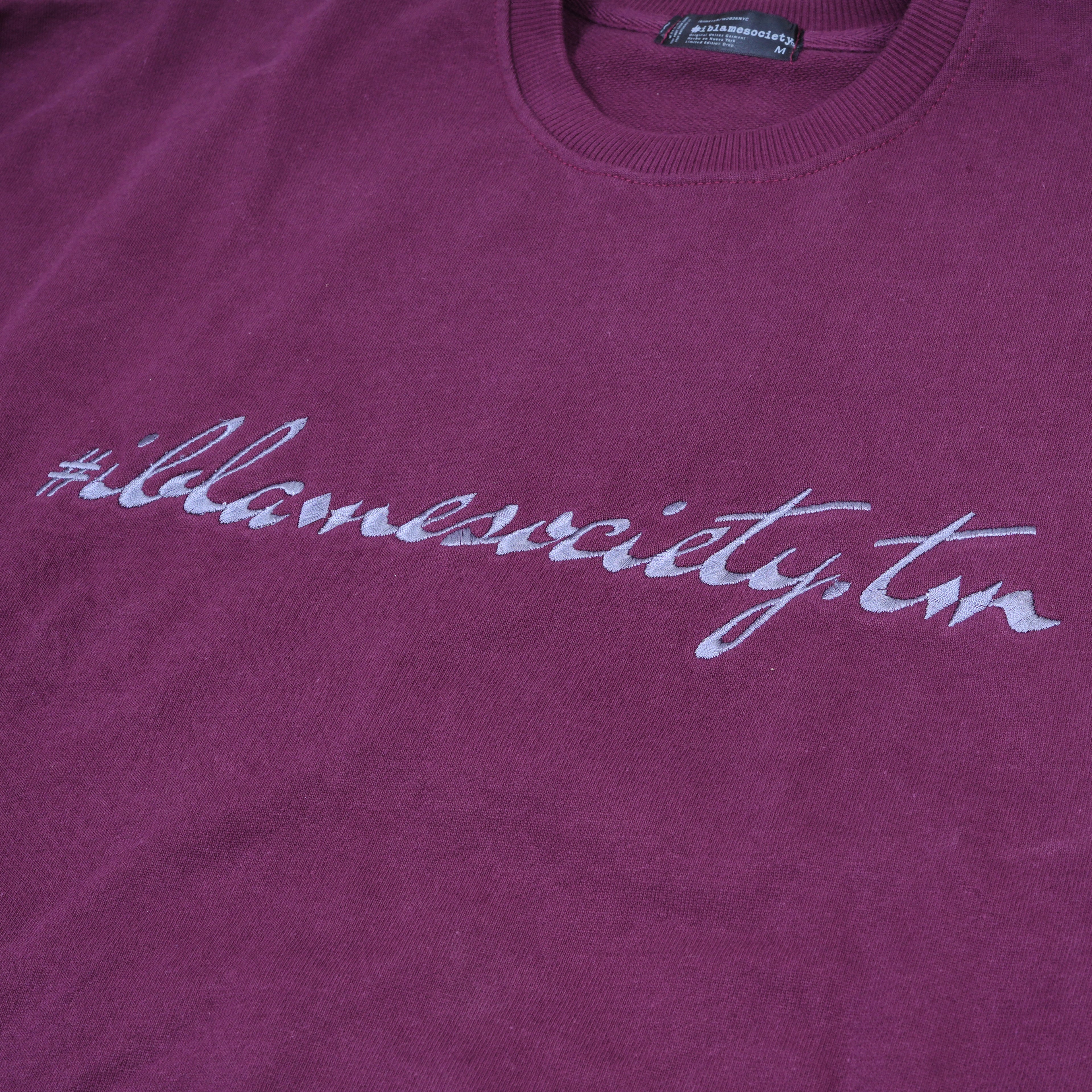 Society Signature Crewneck Sweater  Streetwear Pullover - Mauve Wine