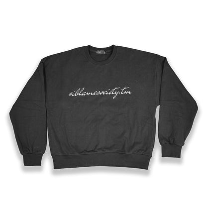 Signature Stealth Black Crewneck | Premium Embroidered Pullover