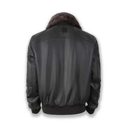 Aviator Sheepskin Leather Jacket– Removable Fur Collar