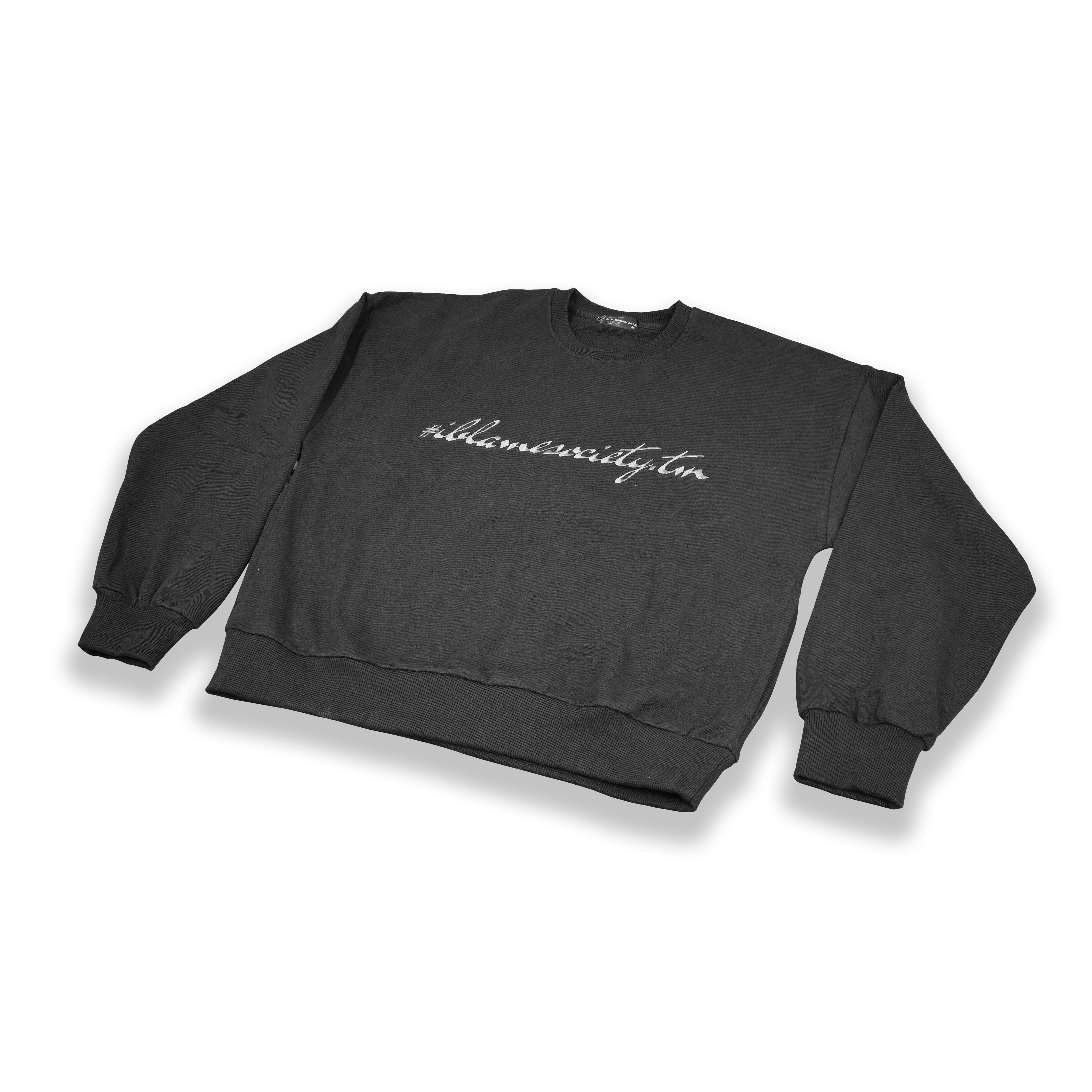 Society Signature Crewneck Sweater  Streetwear Pullover - Black