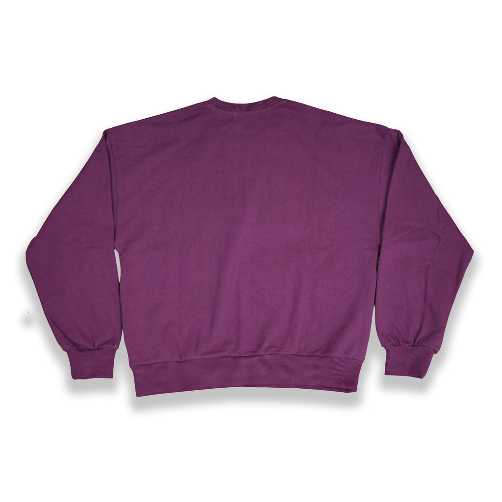 Society Signature Crewneck Sweater  Streetwear Pullover - Mauve Wine
