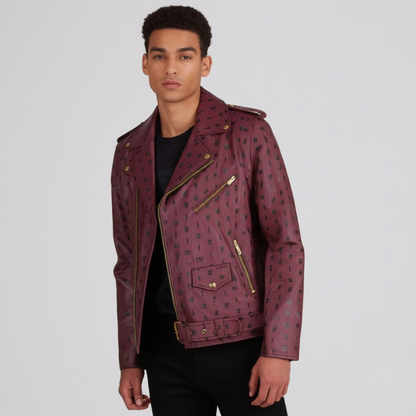 Matte Maroon Full-Grain Leather Biker Jacket | Handcrafted Moto Edition
