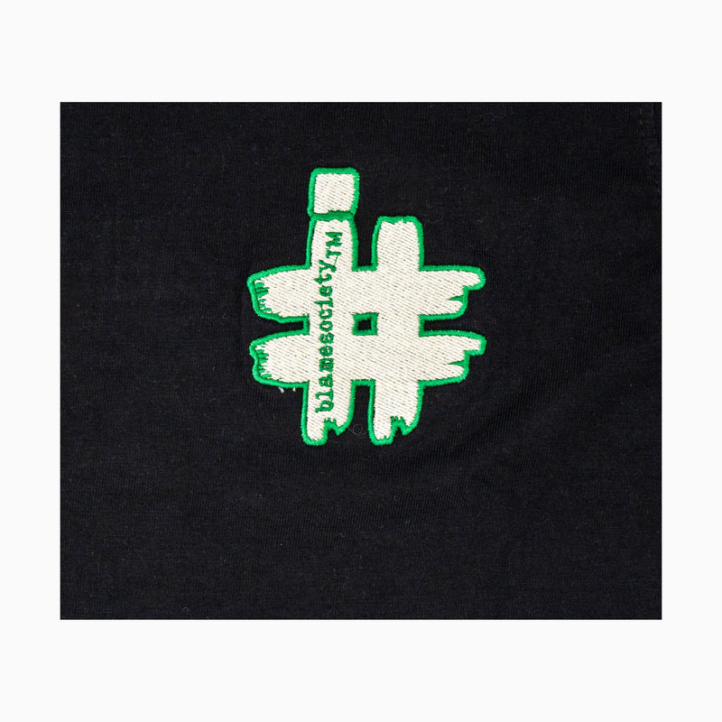 Modern Black Half Sleeve Shirt with Green Taping Detail - I Blame Society