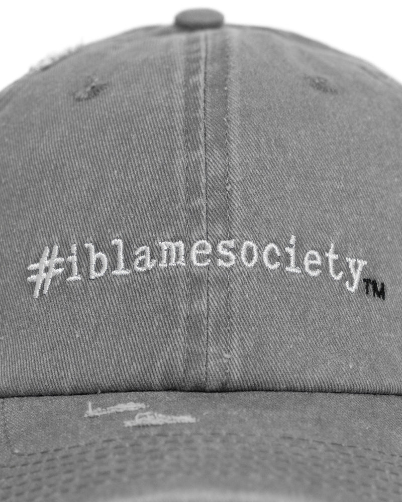 Unleash Your Look with the Signature Grey Distressed Cap - I Blame Society