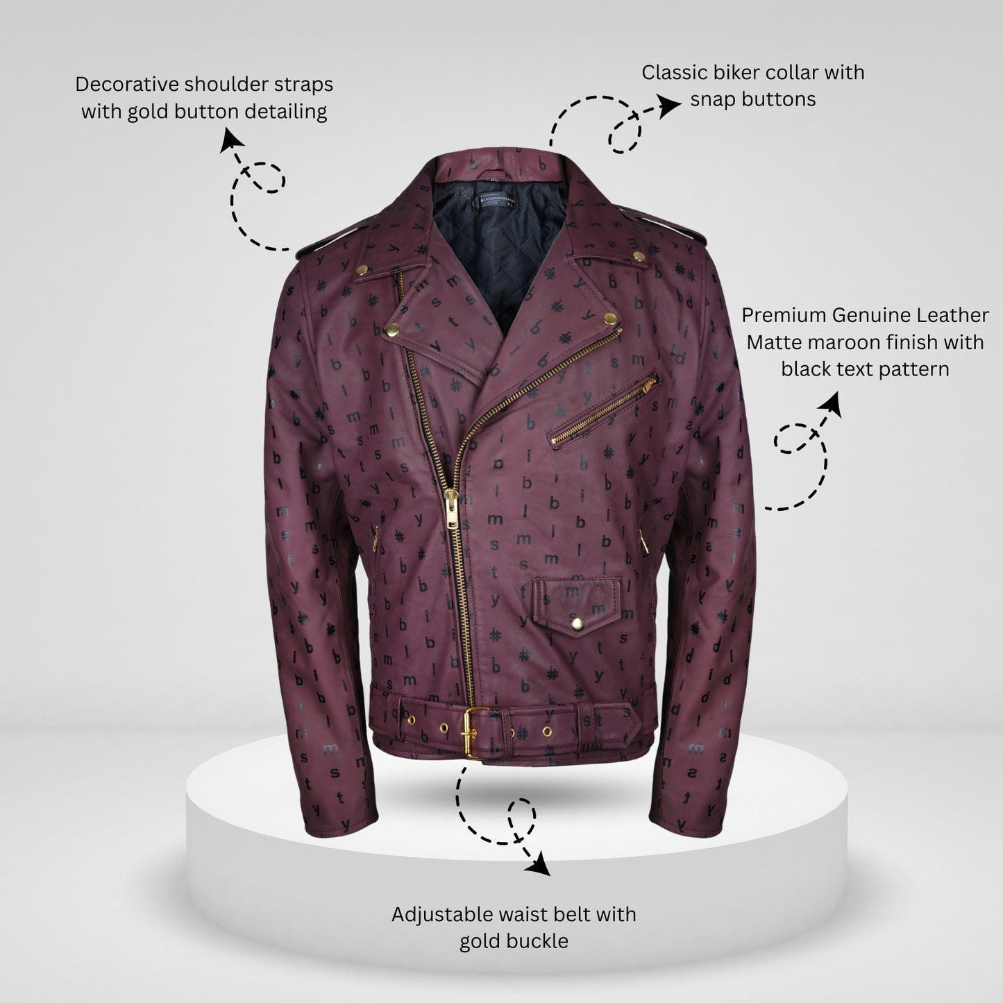 Matte Maroon Full-Grain Leather Biker Jacket | Handcrafted Moto Edition