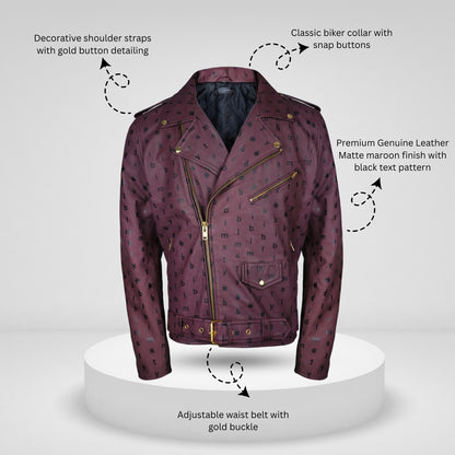 Matte Maroon Full-Grain Leather Biker Jacket | Handcrafted Moto Edition