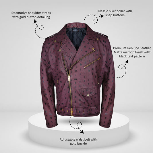 Matte Maroon Full-Grain Leather Biker Jacket | Handcrafted Moto Edition