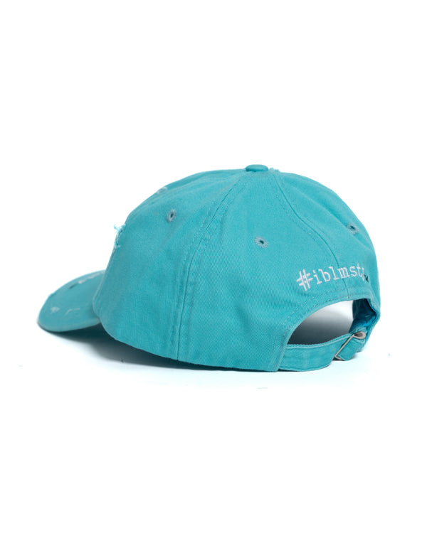 Unleash Your Look with the Cap Teal Distressed Cap - I Blame Society