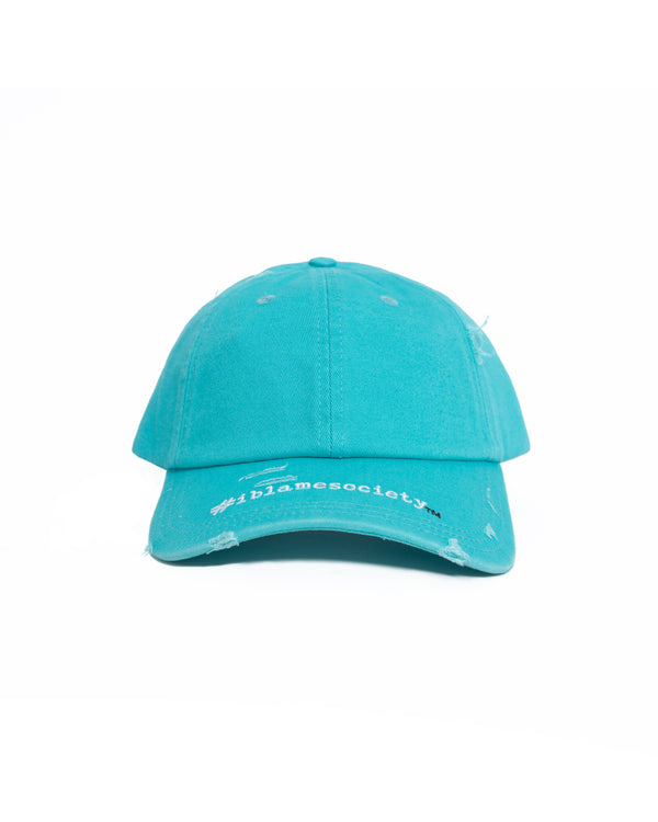 Unleash Your Look with the Cap Teal Distressed Cap - I Blame Society